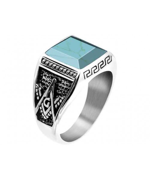 ROCHET ring for men. ROCK . Steel and turquoise.