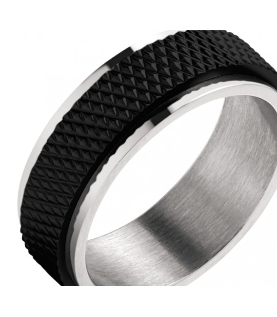 ROCHET ring for men. DRIVER . Steel with PVD black.